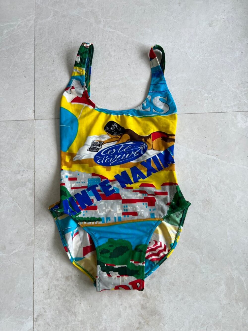 Vintage Style Côte d'Azur Sainte Maxime One Piece Swimsuit Scoop Back